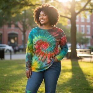 Lululemon Hand-Dyed Tie Dye Relaxed Boatneck Long Sleeve Spiral Shirt Size 4